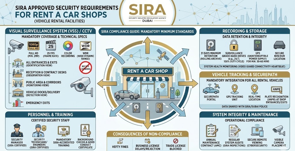 SIRA Approved Security Requirements for Vehicle Rental Shops in Dubai